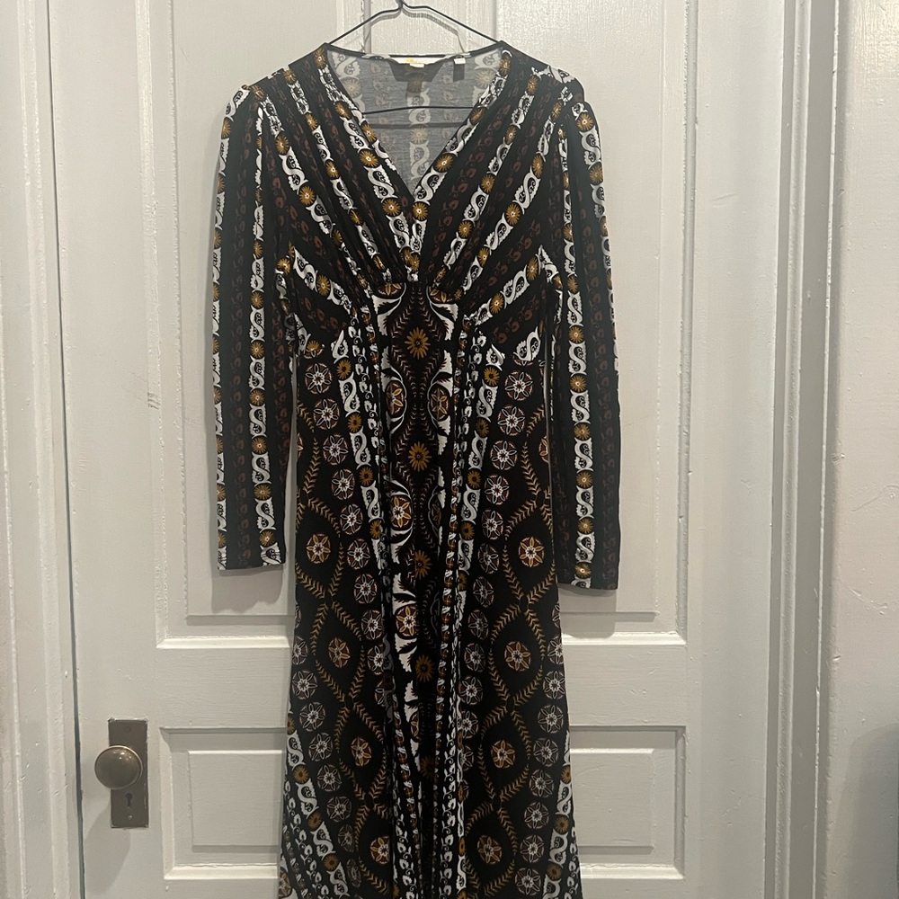 Boden Black and White Long Sleeve Dress